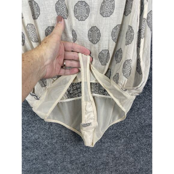 Free People Tan Brown Sleeveless Open Side Sheer Tie Accent Bodysuit Size M - Picture 7 of 11